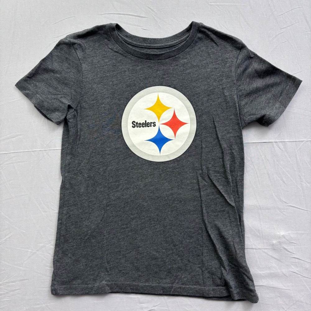 NFL Team Apparel Pittsburgh Steelers Boys Gray Short Sleeve‎ T-Shirt Size M 8